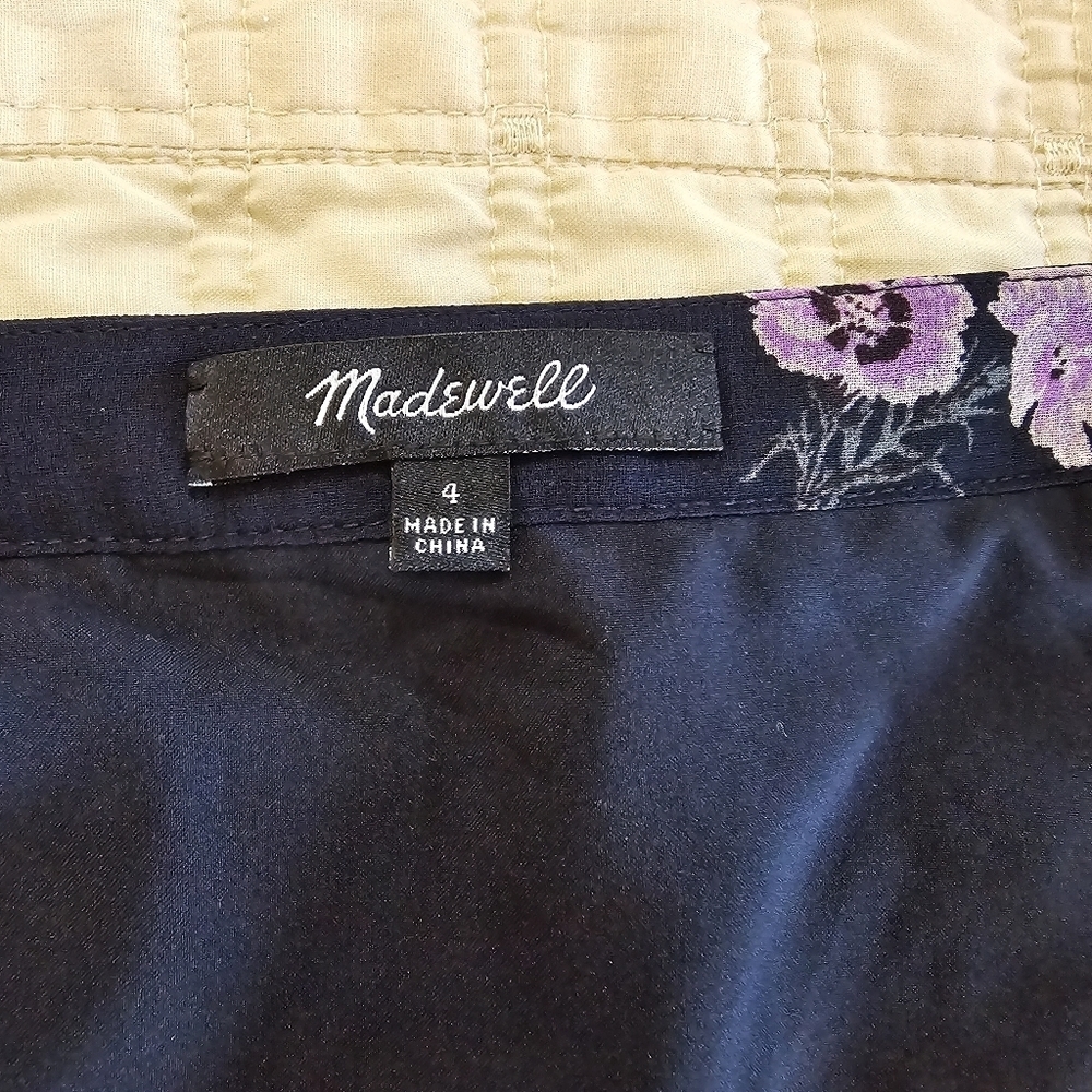 Madewell Skygaze Navy Mini Dress Pink & Lavendar Floral Sz. 4 - Picture 12 of 12
